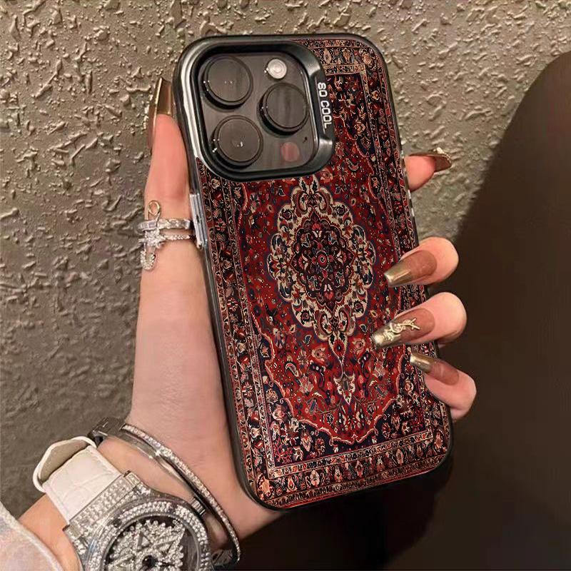 Retro Circular Totem Design Phone Case for iPhone 17 16 15 14 13 12 11 Pro Max XS X XR 8 7 Plus 16E Shockproof Matte Hard Cover