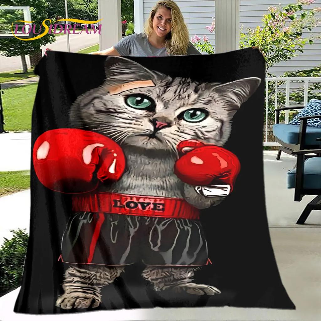 3D Cartoon Cute Gothic Cat Blanket,Flannel Blanket Throw Blanket,Warm Children's Blanket for Home Living Room Bedroom Beds Sofa