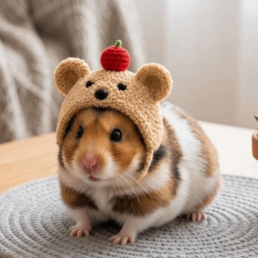 Adjustable Ties Guinea Pig Costume Hat Sunflower Hamster Knitted Hat Pet Gathering