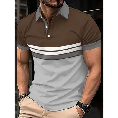 Summer Men's Striped Polo Shirt, Fashionable Outdoor Men's Clothing