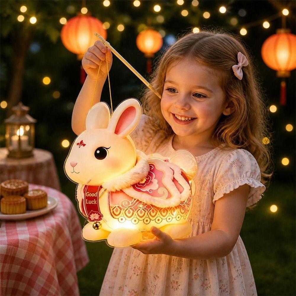 PVC Handheld Lantern Handheld Glowing Lantern Mid-Autumn Festival Rabbit Lantern Children's Craft
