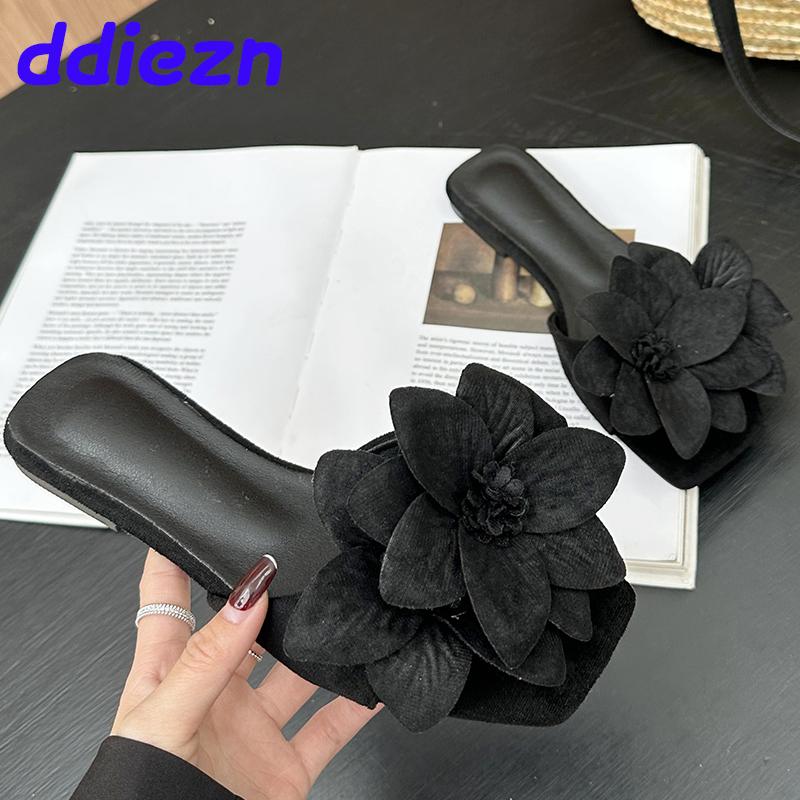 Fashion Flats Footwear Ladies Slides Slippers Fashion Flower Summer Beach Flip Flops Female Sandals Women Slippers Shoes Big Size