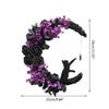 Halloween Wreath for Front Door Moon for Cat Rose Flower Garland Hanging Ornament Farmhouse Home Indoor Outdoor Decorations