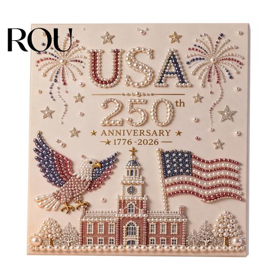 250th Anniversary Gift Pearl Painting Kit, USA DIY Art Bald Eagle Craft Kit Set, Patriotic Bead for Beginners Adults Relaxation