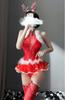 Sexy Christmas Body Stocking Santa Cosplay Red Lingerie Costume Photo Shoot Sheer Reindeer [Lady Lazy]