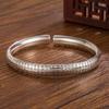 Round Heart Sutra Buddhist Sutra S999 Vintage Bangle Silver Bracelet