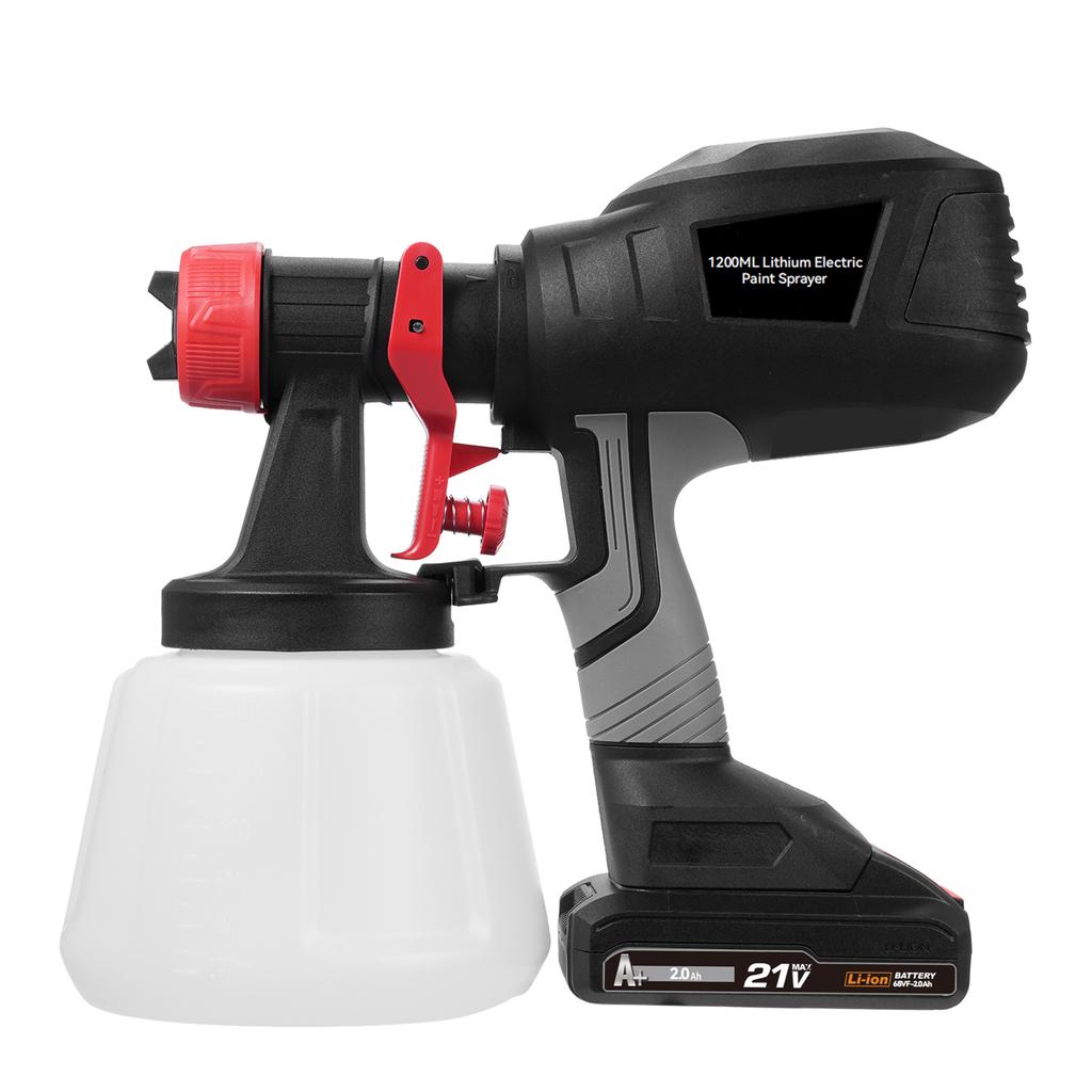 Electric Paint Sprayer with 2Pcs 21V 2.0Ah Batteries Spraying Machine with 4 Nozzle & 3 Spray