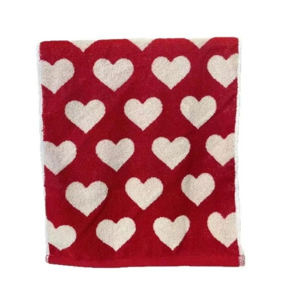 Heart Wedding Red Towel Red Color Absorbent Material Bath Face Towel Soft Texture Cotton Fabric Shower Towel Shower Use