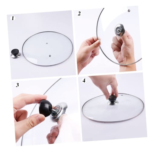 FRCOLOR 3-Piece Replacement Pot Lid Handle Set, Stainless Steel, High Temperature Resistant, Easy Installation, Pot Cover Accessories