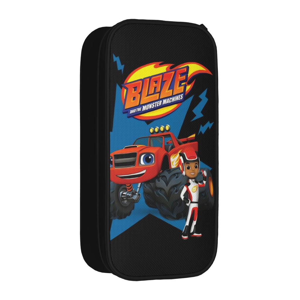 Large Pen Box Blaze and the Monster Machines Merch Double Layer Pencilcase Girl Makeup Bags Amazing Gift