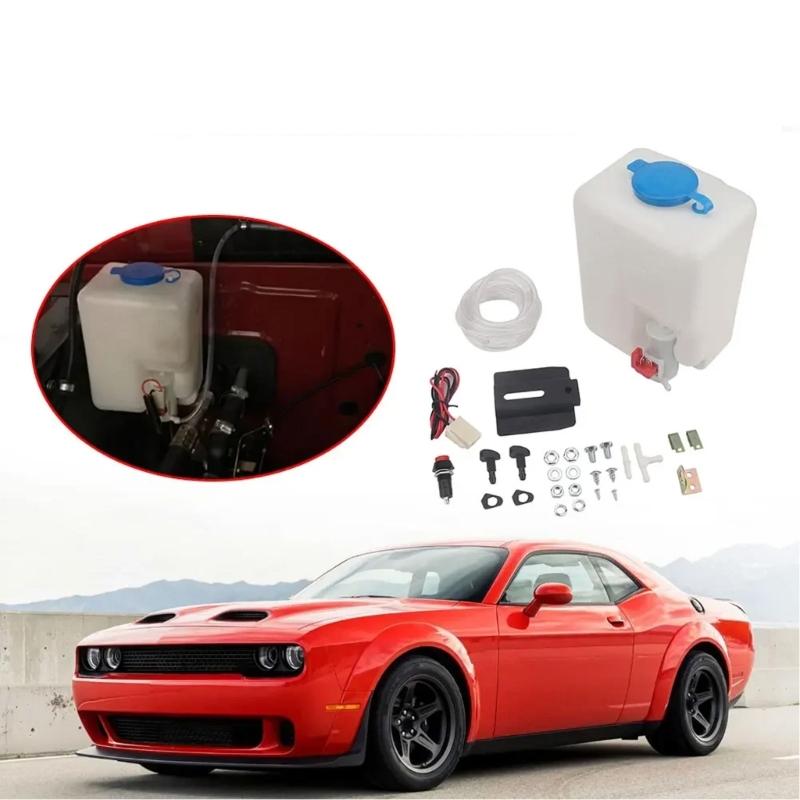 High Efficiency 1.5L 12V Universal Windshield Washer Reservoir Pump Kit Suitable for Most Vehicles Plastic Metal Design