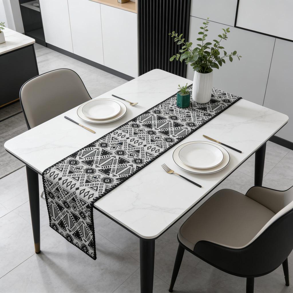 Washable Premium Cotton Linen Table Runner Daily Kitchen Table Decor
