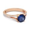 Blue Sapphire Split Band Design Ring - 925 Sterling Silver Rose Gold Vermeil
