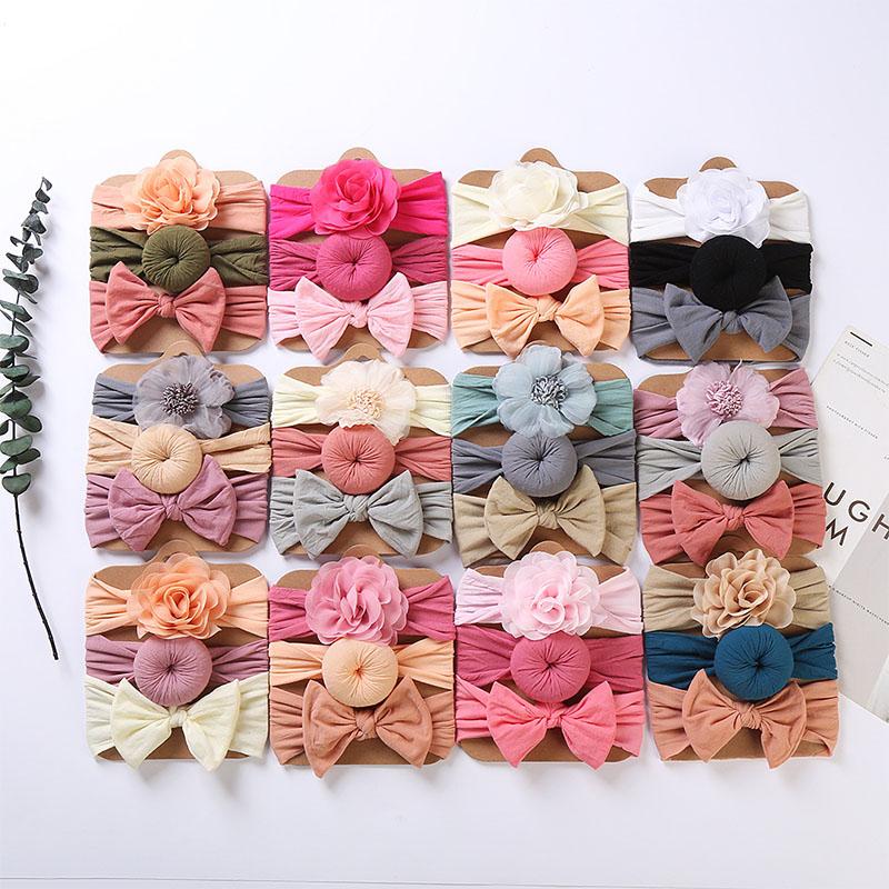 BQUBO Handmade Baby Headbands — 3-Pack Stretchy Nylon Bows For Newborns, Infants & Toddlers, Soft & Wide - View #2