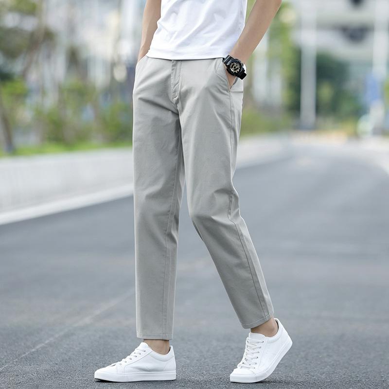 Men's Plus Size Cotton Casual Pants - Spring/Autumn 2025, Loose Straight Leg with Winter Velvet Lining