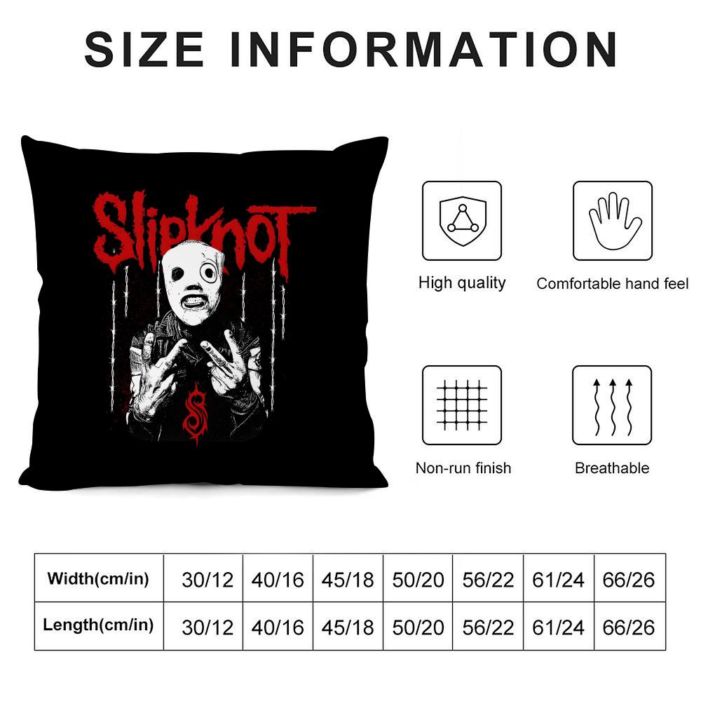 S-Slipknot Band Cushion Cover Pillowcase Ultra Soft Skin Friendly Fabric Cloud Like Comfort & Concealed Zipper