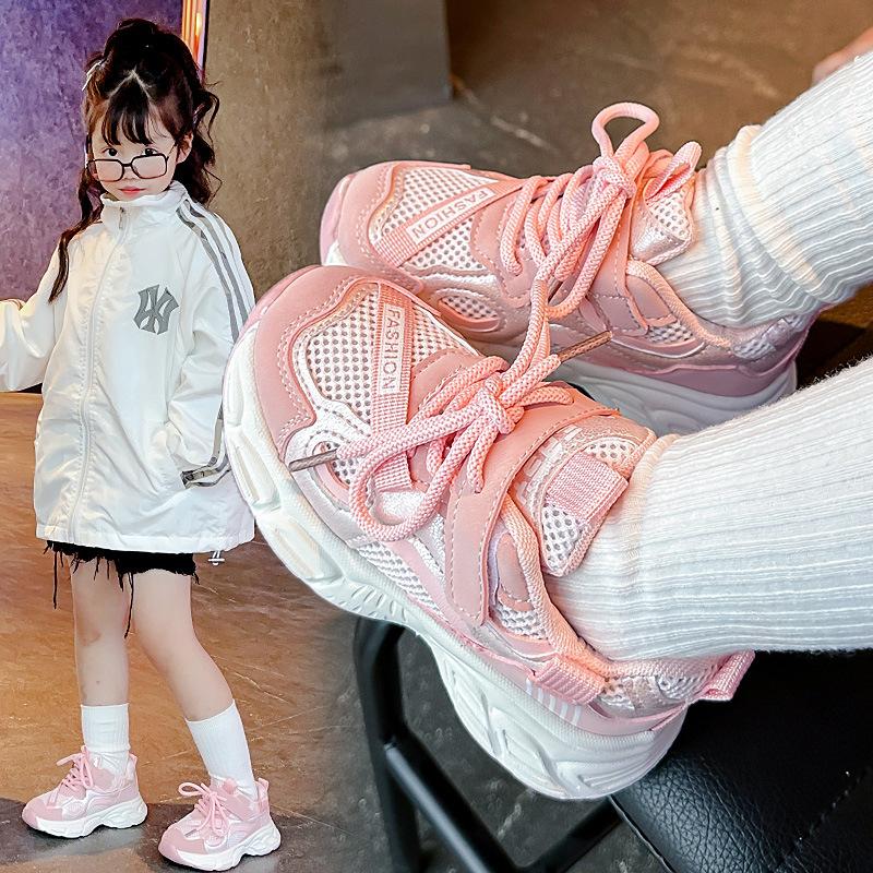 New Double Mesh Children's Running Ultra-light Breathable High-value Comfortable Soft-soled Sports Shoes