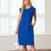 European and American women's clothing summer round neck casual loose split sleeveless medium and long dress