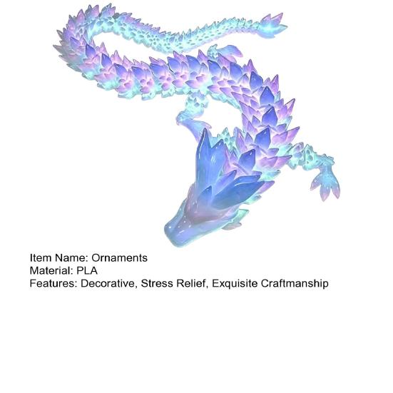 Flexible Dragon Figure for Desk Decor 3D Printed Glow in the Dark Fidget Toy, Articulated Non-toxic Plastic Toy Desktop Ornament Kids and Adults,