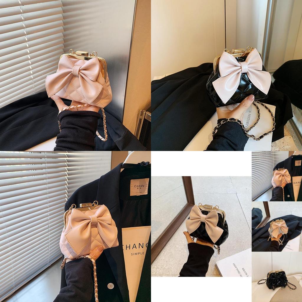 Fashionable French Style Bowknot Mini Wallet Chic Quilted Chain Bag For All Genders