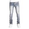 Stretchy Personality Stacked Denim Pants New Fashion Rhinestone European Street Skinny Jeans for Men
