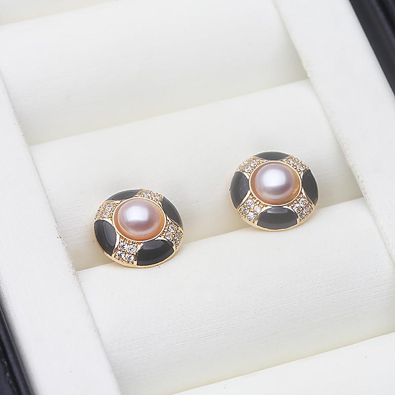 Real Natural Freshwater Pearl Earrings 925 Silver,Wedding Stud Earrings Pearl Wife Mother Birthday Gift White Pink Wholesale