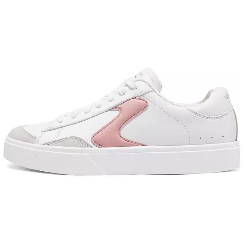 Skechers Court Classics Women Synthetic Cushioned Breathable Low Top Skate Shoes White Pink 185190-WPK 37.5