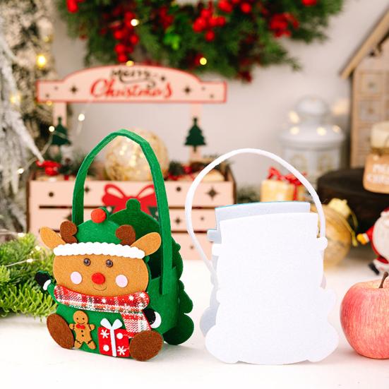 Christmas Gift Bags with Handles Santa Reindeer Snowman Goody Bag Thick Holiday-themed Gift Pouch for Candy Apples Toys