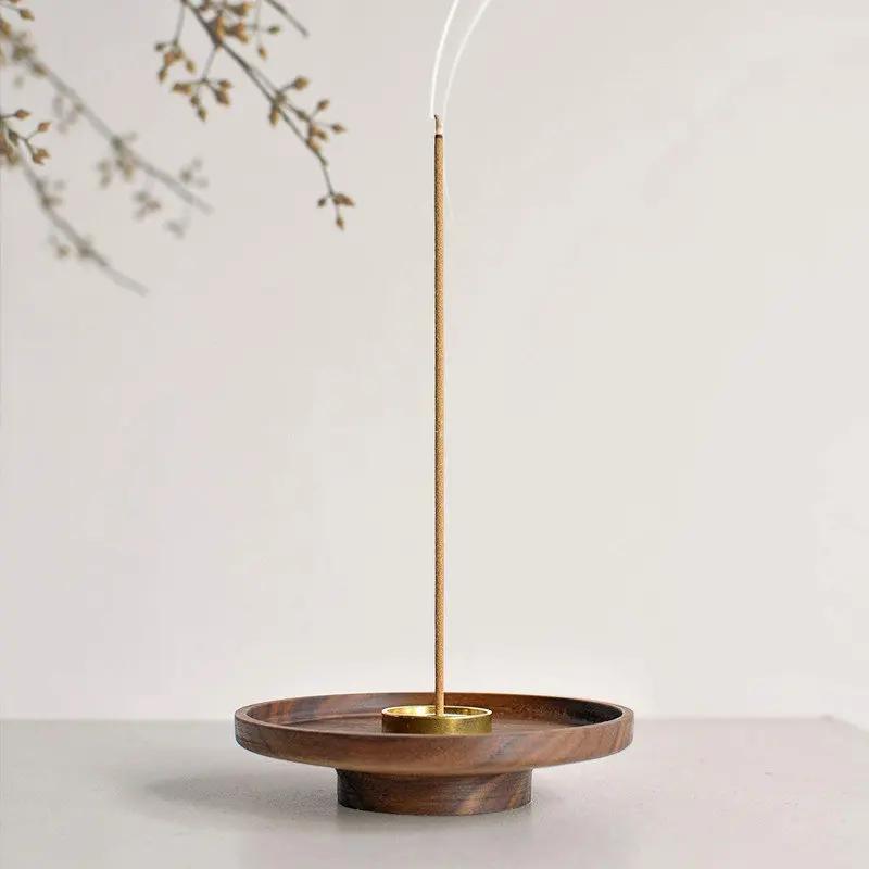Creative Antique Solid Wood Incense Holder Modern Simplicity Household Desktop Decoration Indoor Pure Copper Line Incense Burner