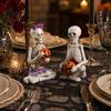 Funny Skeleton Gifts 2Pcs/Set Couple Statues, with Pumpkin Figurines, Men Unique Photography Props Women Ornaments for Halloween Table Mantel