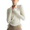 Chuandun Top da Yoga Slim a Maniche Lunghe da Donna Autunno Inverno con Collo Alto Mezza Zip e Pieghe Coulisse