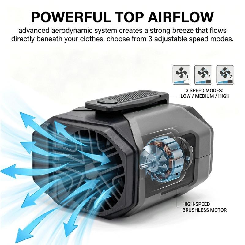 Portable Waist Fan Rechargeable Cooling Fan with Flashlight Neck Hands-Free for Outdoor Indoor Camping Travel As Power Bank