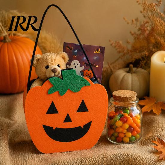 Recyclable Party Souvenir Totes Halloween Felt Candy Bag, Pumpkin Ghost Skull Cat Owl Tote for Non-woven Gift Bags Kids, Non Woven Trick