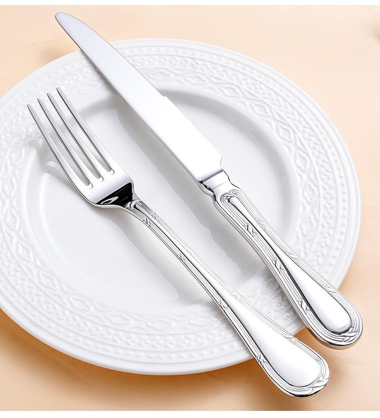 4/5pcs Luxury Plated Flatware Set Stainless Steel Cutlery Set Elegant 18-10 Steel Heavy Weight Flatware Tableware Mirror Cutlery