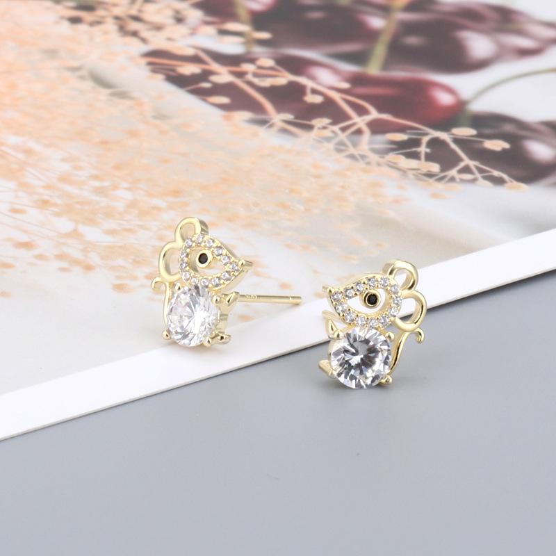 

Серьги-пусеты в виде мышек Женские Полностью бриллиантовые Милые Новогодние серьги Изысканные серьги-мышки