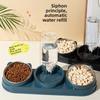 Pet Feeder Food and Water Bowls Cat Double Bowls Anti-overturning Neck Protection Dog Automatic Food Bowl Water Dispenser