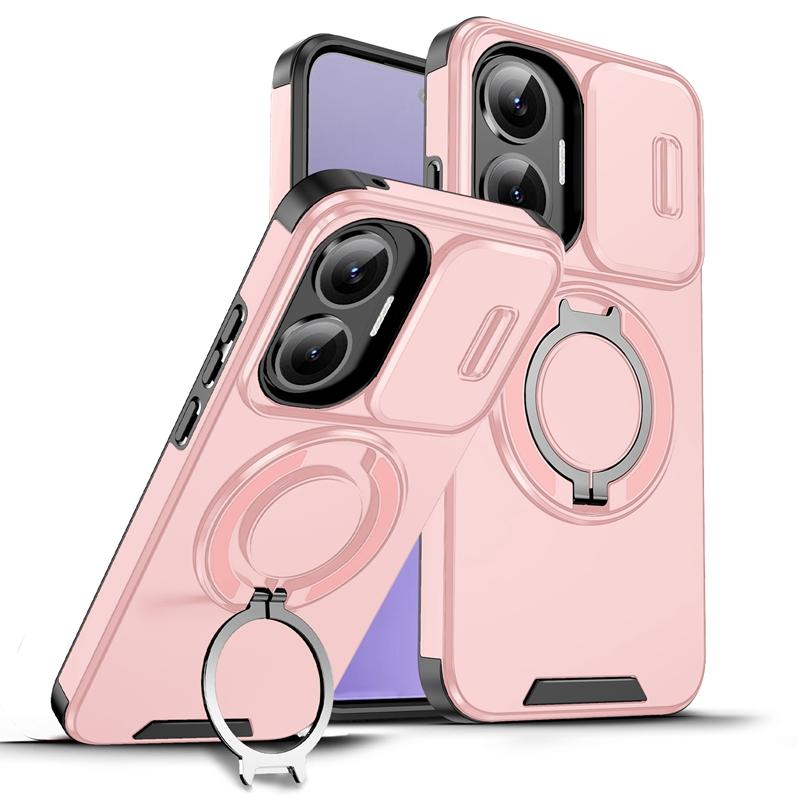 For Poco F7 5G Case Magnetic Holder Ring Armor Shockproof Cases for Xiaomi Mi Poko Little F7 PocoF7 Slide Lens Cover