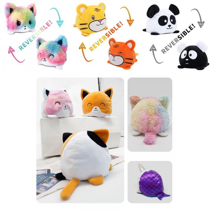 Reversible Flip Cat Plush Stuffed Toy Soft And Cute Animal Doll For Children Gifts
