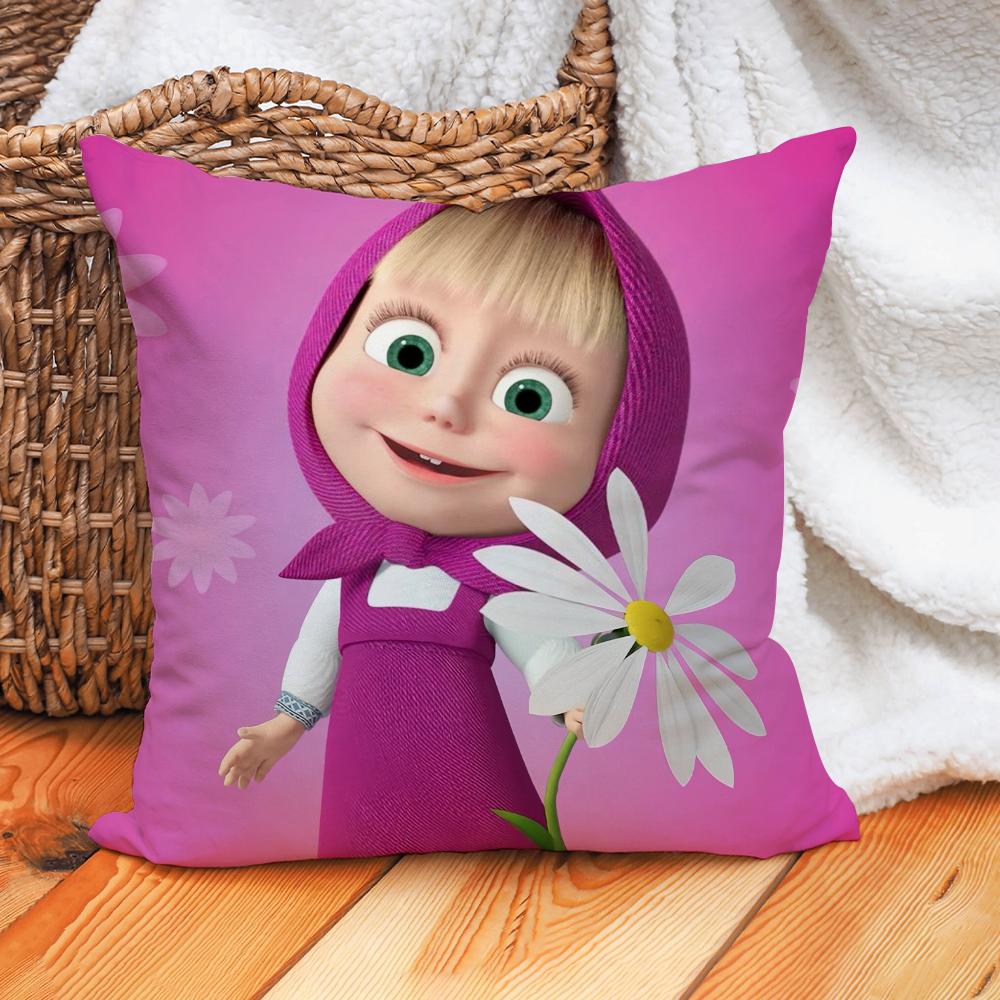 Cartoon M-Masha-A and the B-Bear-R Pillow Case Home Cushion Cover Suitable For Office Sofa Car Suitable For All Seasons
