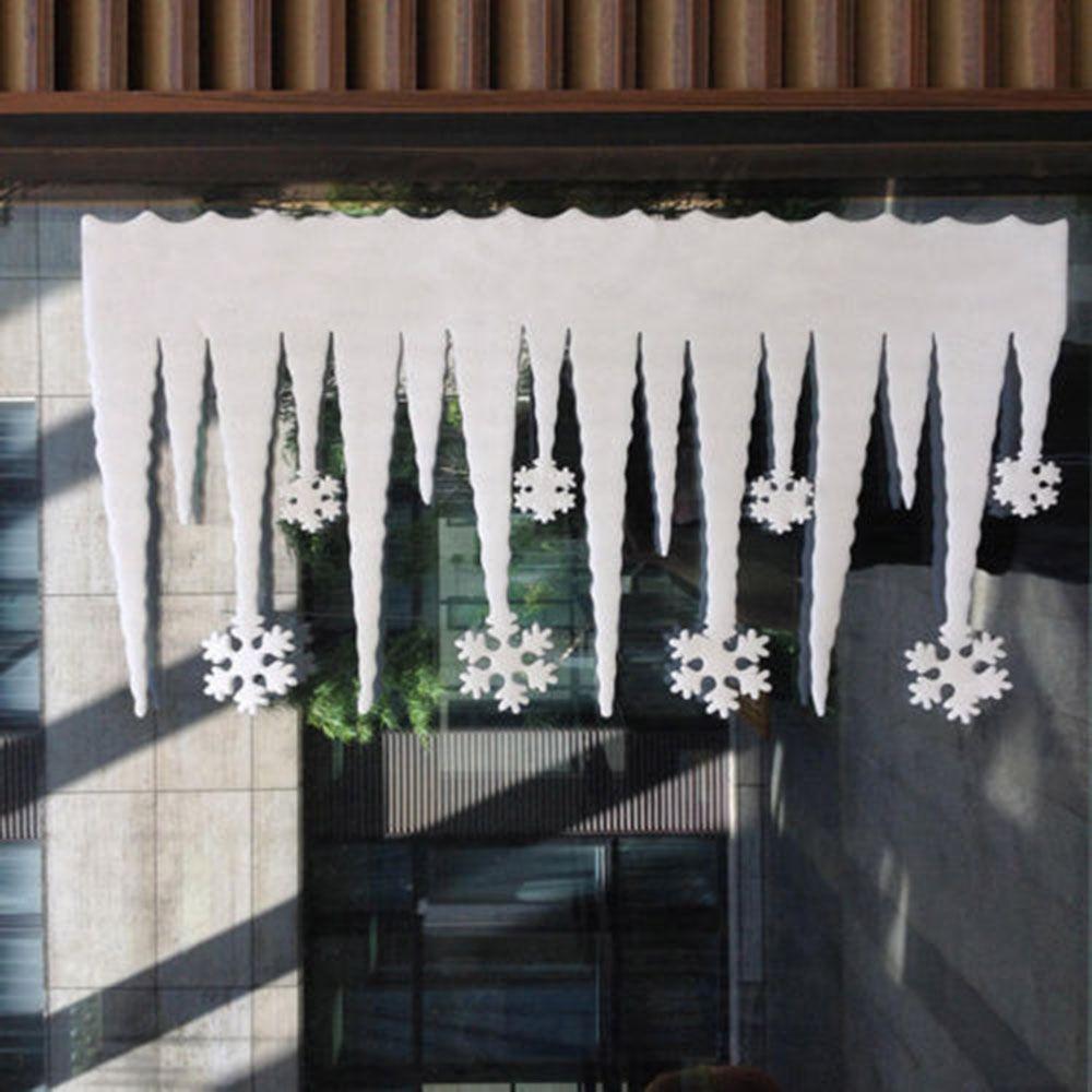2pcs/bag Home Decor Festival Ice Strip White Snowflake Christmas Party Decoration Window Ornament