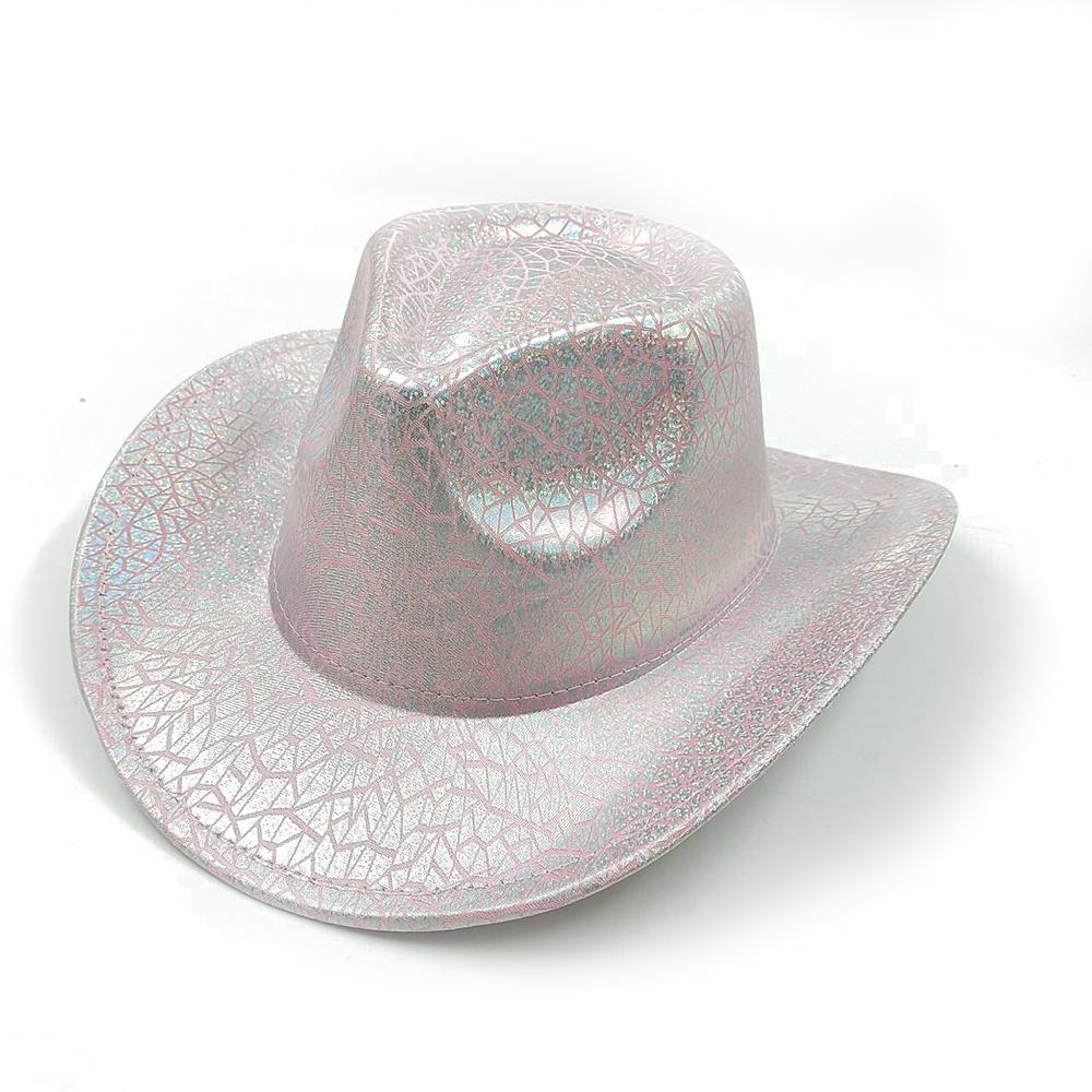 Color Blocks Laser Cowboy hat Western cowboy men and women retro party stage party Cowboy hat outdoor knight hat Wholesale