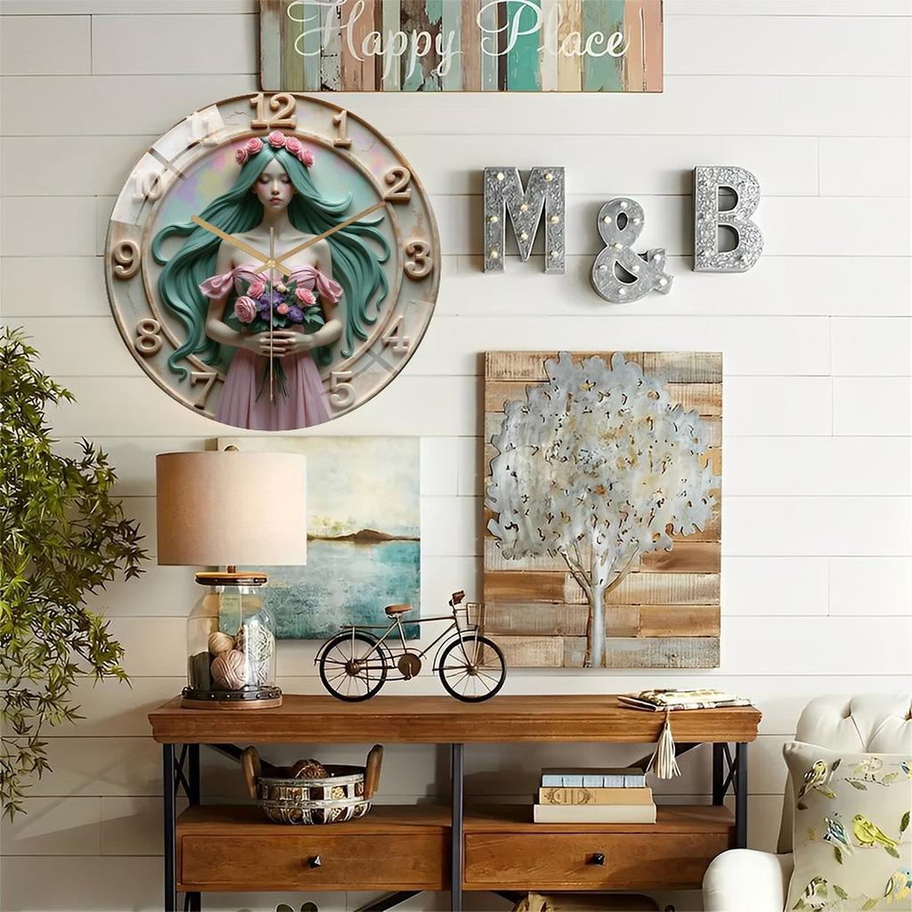 Large 12 Inch Glass Wall Clock Part of a Coordinated Home Decor Collection