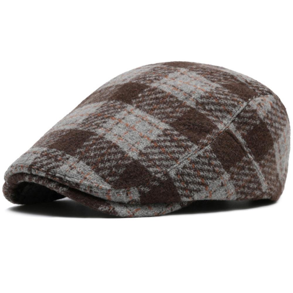 HT4488 Autumn Winter Plaid Beret Cap Vintage Artist Painter Beret Hat Adjustable Ivy Flat Cap Octagonal Hat Male Female Berets
