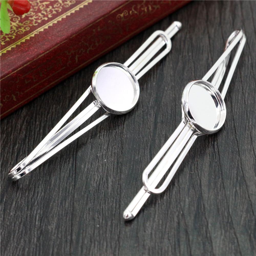 10pcs 12mm inner sizee Copper Material Classical Style Hairpin Hair Clips DIY Hairpin Blank Cabnochon Base Setting Cameo