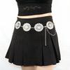 Retro Bohemian Turquoise Flower Sunflower Waist Chain Ethnic Metal Decorative Belt for Women