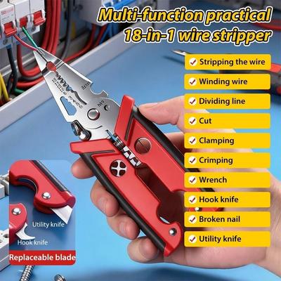 18-in-1 Function Electrician Pliers Zinc Zinc Alloy Steel Wire Stripping Tool  Bar Steel Cutting
