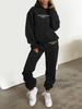 European-American Women's Fashion Letter Print Hoodie & Fleece Jogger Set