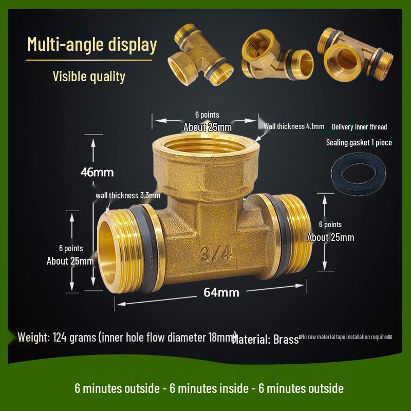 Copper Union with Inner/Outer Threads, Double Inner Thread Water Heater Connector Tee/Elbow Nipple, 46mm & 1" Thread, Different Diameters.