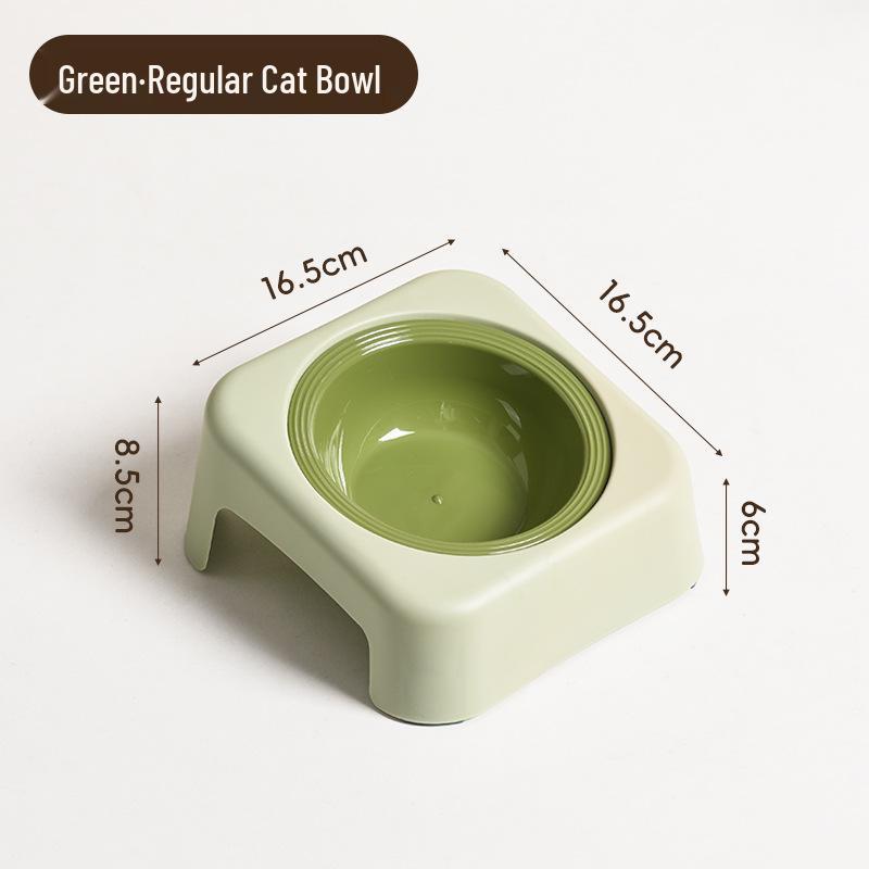 Slanted Double Cat Bowl - Anti-tip, Stainless Steel, Detachable, Washable, Anti-black Chin Cat Food and Water Bowl.