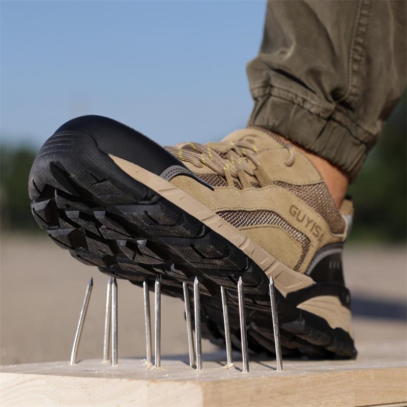 Men Fashion Labor Protection Shoes Anti Smashing Anti Piercing Steel Toe Wear-resistant Wear-resistant Lightweight Male Boots